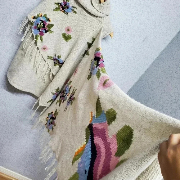 Anthropology turtleneck top with Sleeping On Snow Sweater Floral Wrap Scarf Wool - Picture 3 of 7